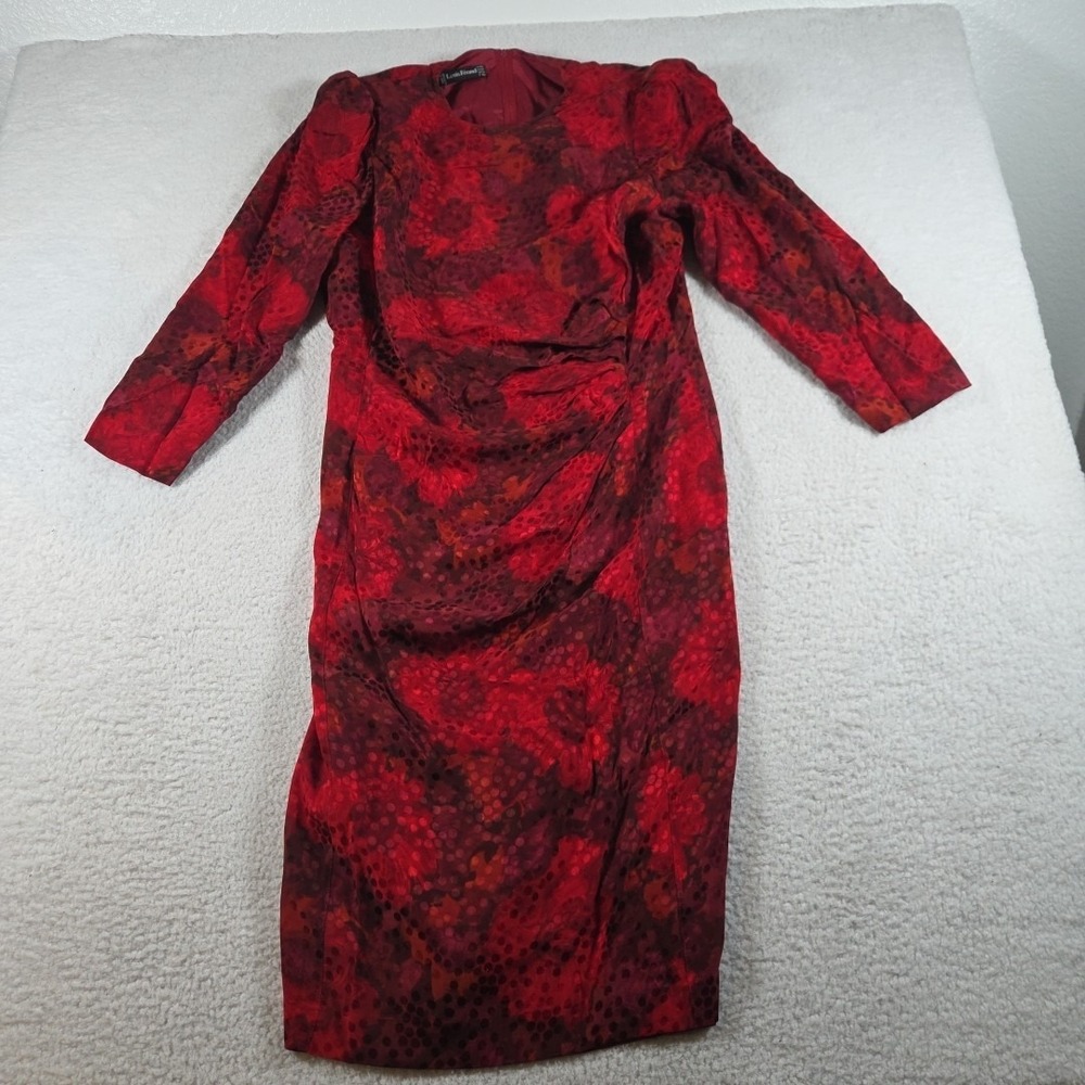 Vintage‎ Louis Feraud Abstract Art Elegant Dress Silk Women's US 14 Length 44"